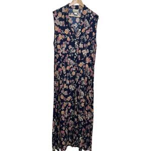 Vintage Coldwater Creek Plus Size 18 Sleeveless Button Front Floral Maxi Dress